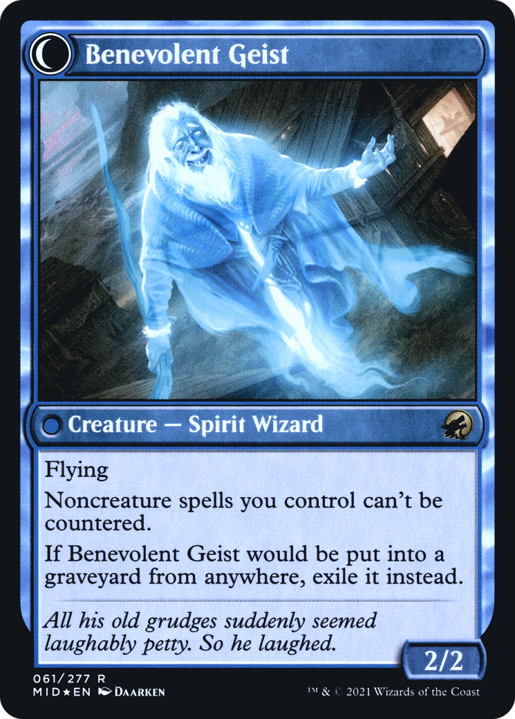 Malevolent Hermit // Benevolent Geist (PRE-061) - Innistrad: Midnight Hunt Promos: (Double Faced Transform) Foil
