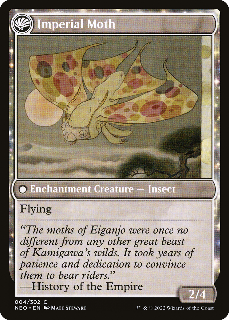 Befriending the Moths // Imperial Moth (NEO-004) - Kamigawa: Neon Dynasty: (fandfc, enchantment)
