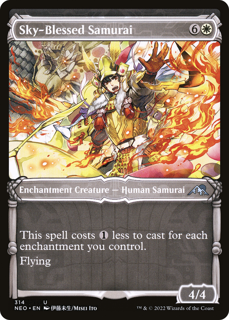 Sky-Blessed Samurai (NEO-314) - Kamigawa: Neon Dynasty: (Showcase)