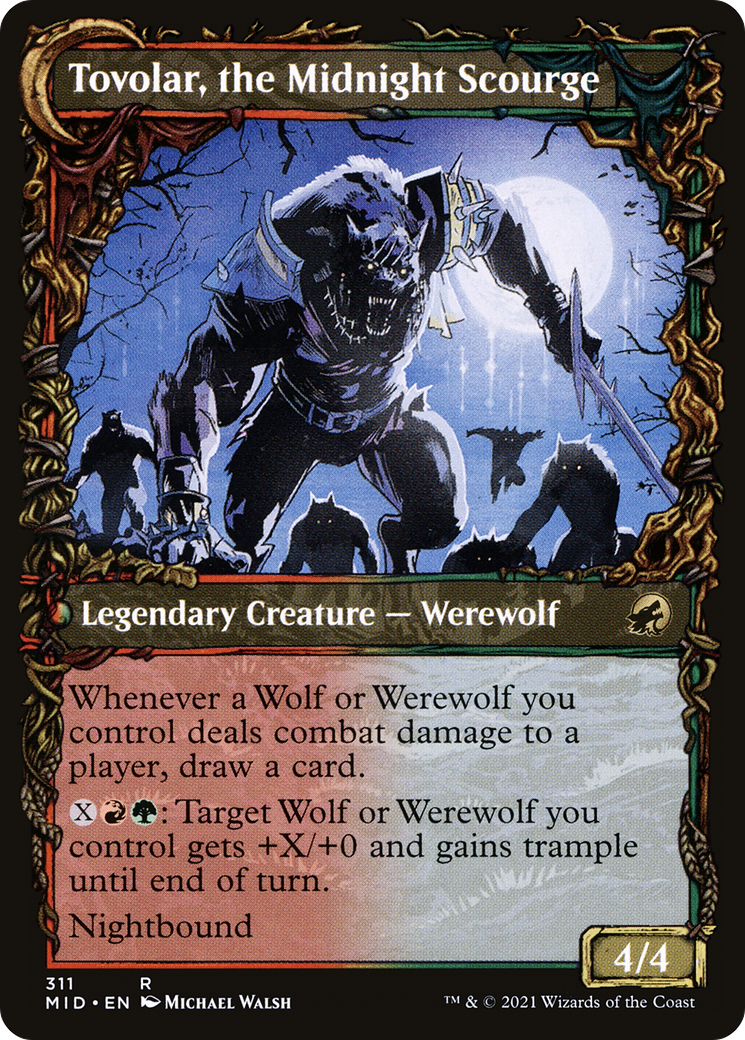 Tovolar, Dire Overlord // Tovolar, the Midnight Scourge (MID-311) - Innistrad: Midnight Hunt: (Showcase, Double Faced Transform) Foil