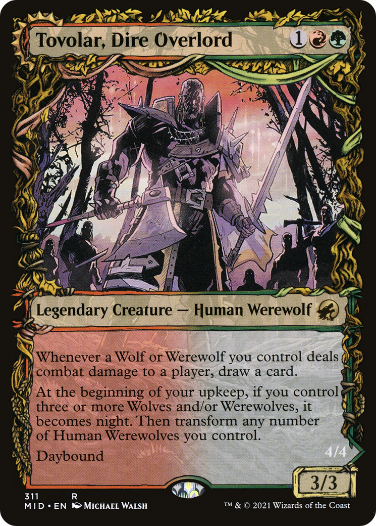 Tovolar, Dire Overlord // Tovolar, the Midnight Scourge (MID-311) - Innistrad: Midnight Hunt: (Showcase, Double Faced Transform) Foil
