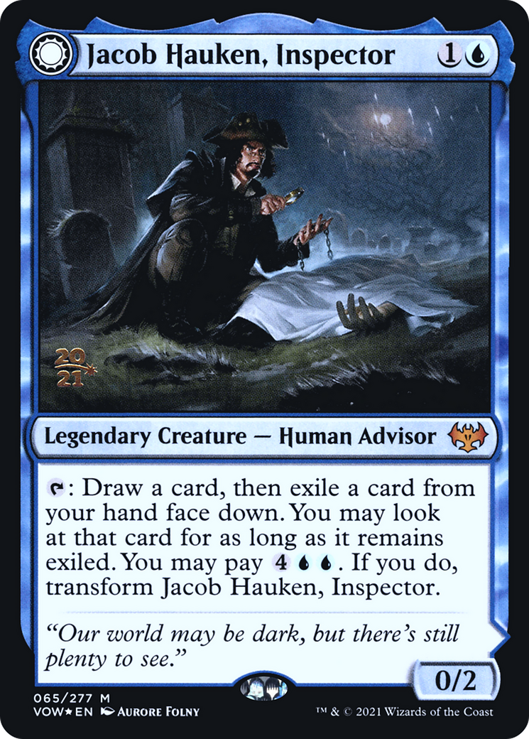 Jacob Hauken, Inspector // Hauken's Insight (PRE-65S) - Innistrad: Crimson Vow Promos: (Double Faced Transform) Foil
