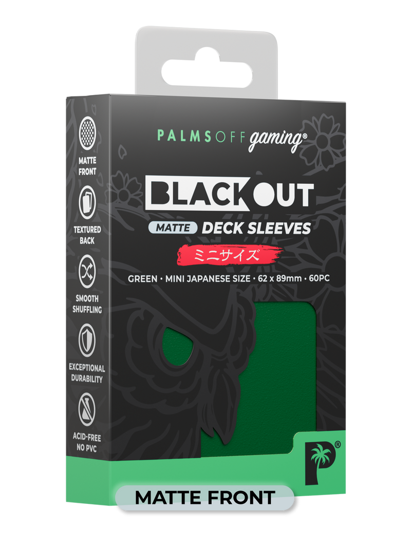 Palms Off Gaming Blackout Deck Sleeves Green - Japanese Size - Matte