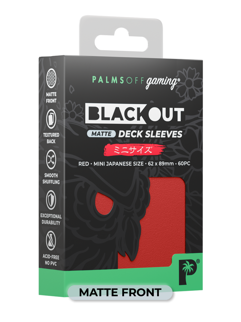 Palms Off Gaming Blackout Deck Sleeves Red - Japanese Size - Matte
