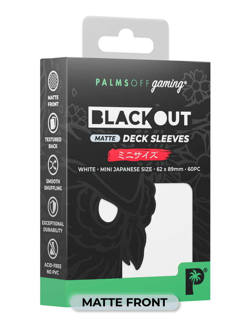 Palms Off Gaming Blackout Deck Sleeves White - Japanese Size - Matte