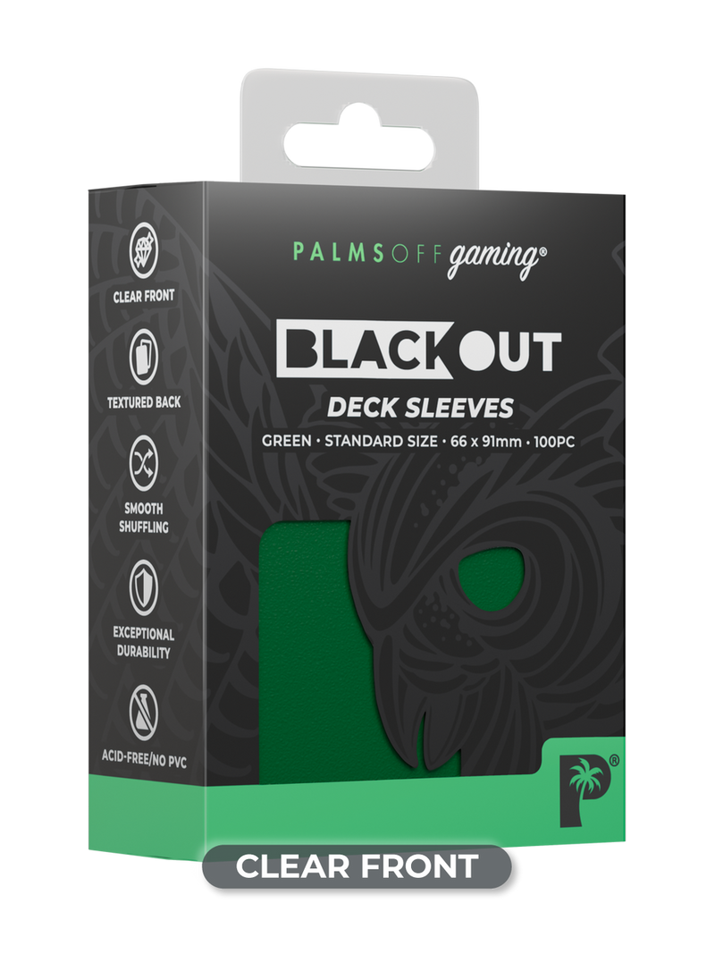 Palms Off Gaming Blackout Deck Sleeves Green - Standard Size - Matte