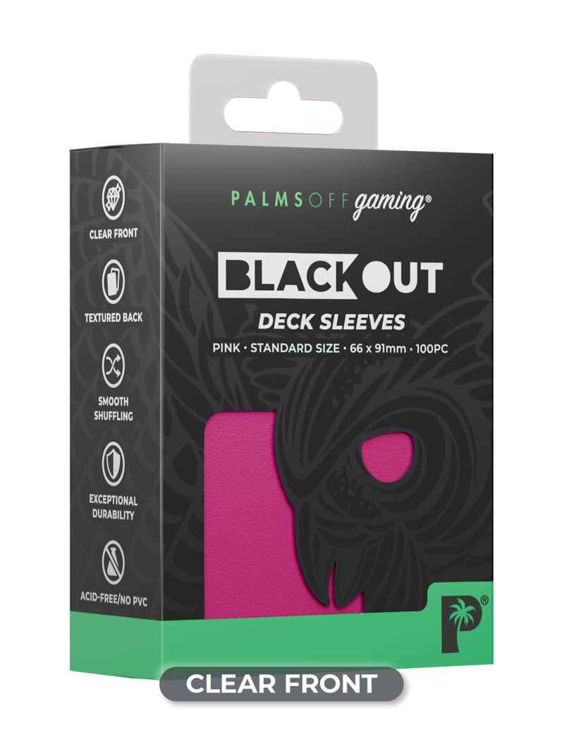 Palms Off Gaming Blackout Deck Sleeves Pink - Standard Size - Matte