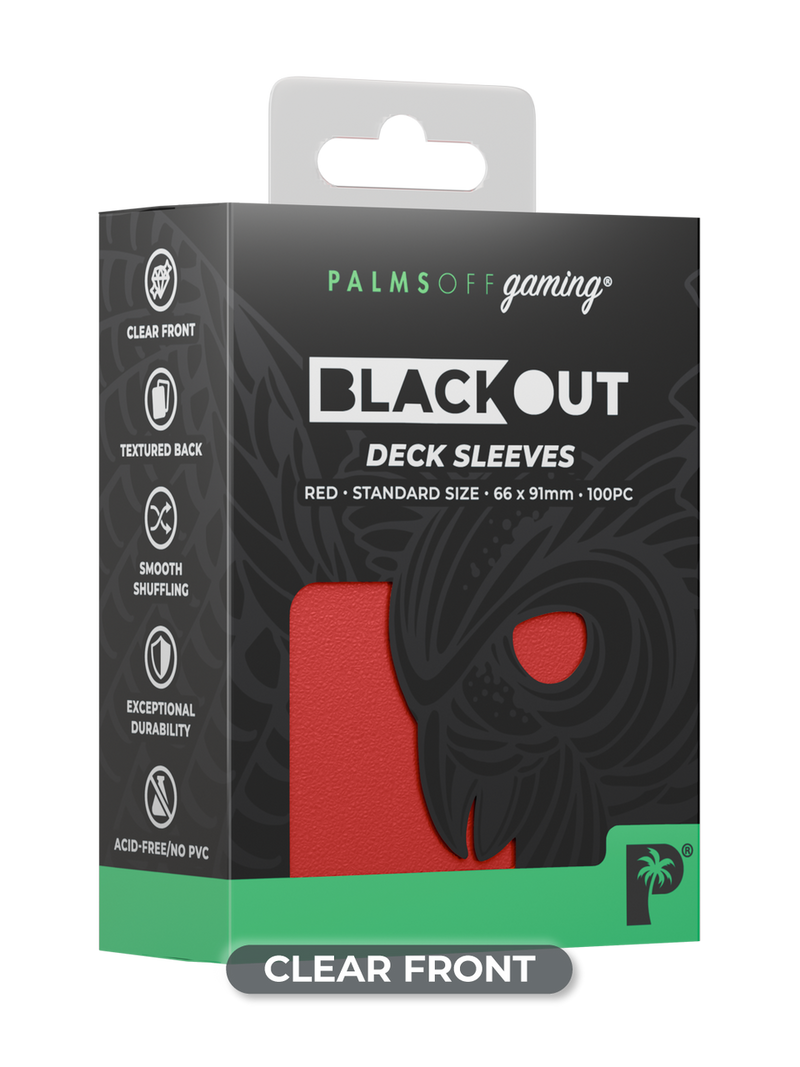 Palms Off Gaming Blackout Deck Sleeves Red - Standard Size - Matte