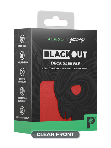 Palms Off Gaming Blackout Deck Sleeves Red - Standard Size - Matte