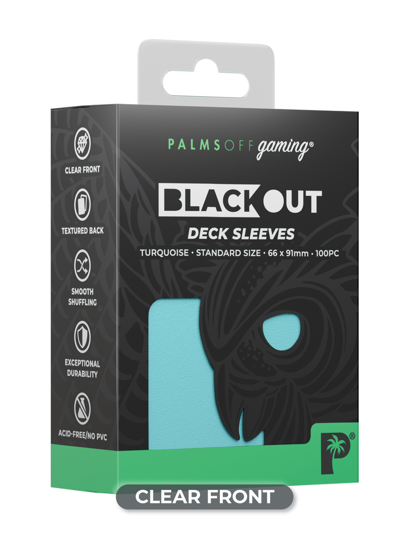 Palms Off Gaming Blackout Deck Sleeves Turquoise - Standard Size - Matte