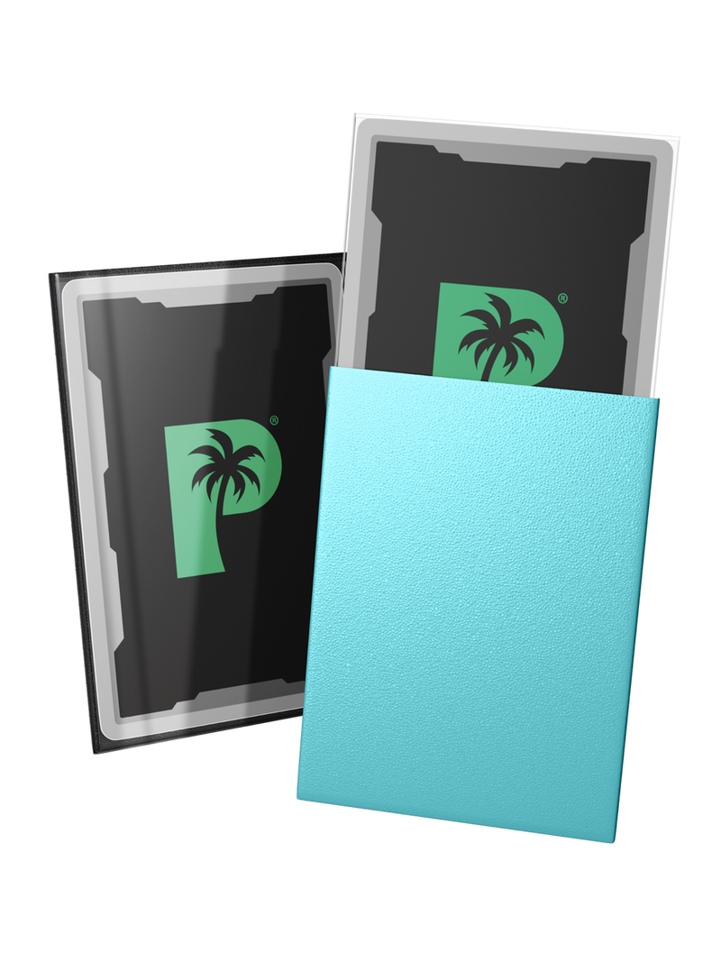 Palms Off Gaming Blackout Deck Sleeves Turquoise - Standard Size - Matte