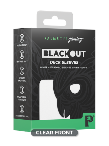 Palms Off Gaming Blackout Deck Sleeves White - Standard Size - Matte