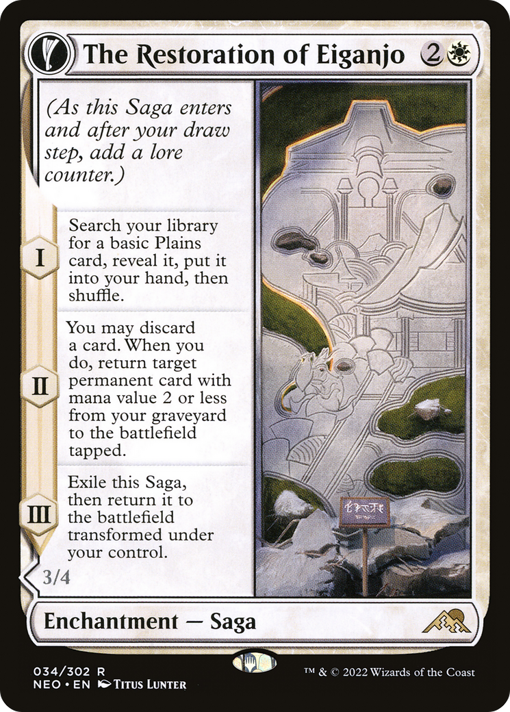 The Restoration of Eiganjo // Architect of Restoration (NEO-034) - Kamigawa: Neon Dynasty: (fandfc, enchantment)