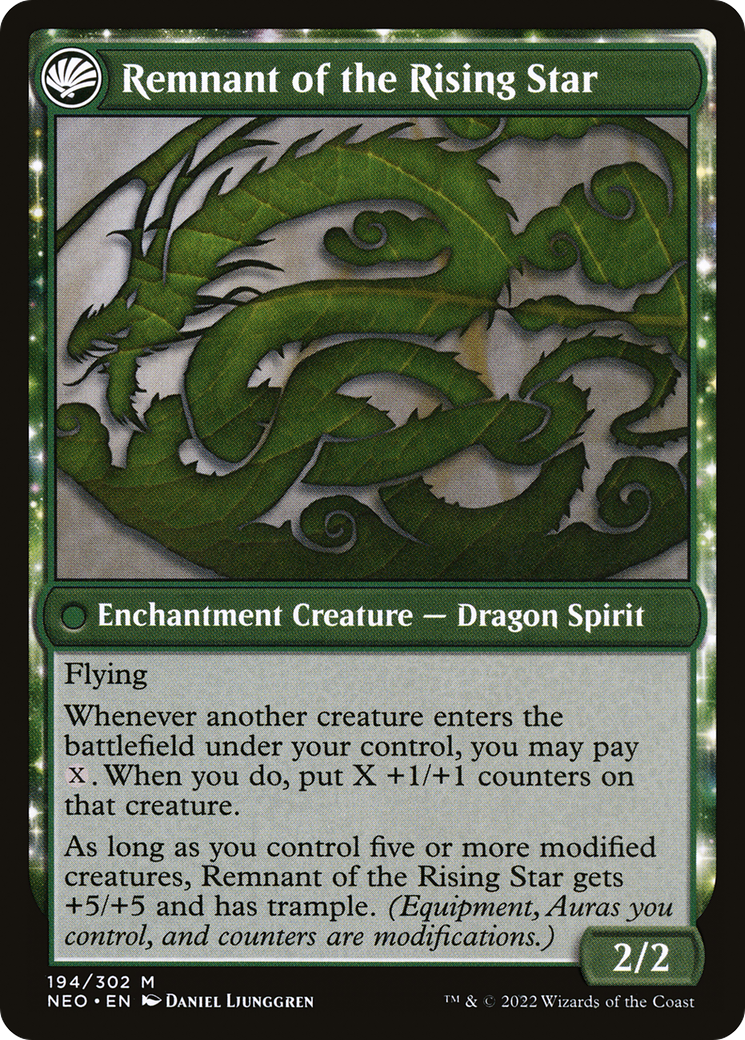 Jugan Defends the Temple // Remnant of the Rising Star (NEO-194) - Kamigawa: Neon Dynasty: (fandfc, enchantment) Foil