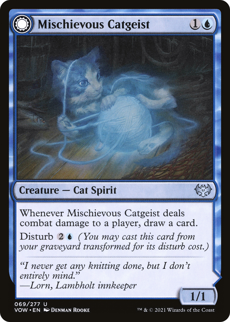 Mischievous Catgeist // Catlike Curiosity (VOW-069) - Innistrad: Crimson Vow: (Double Faced Transform) Foil