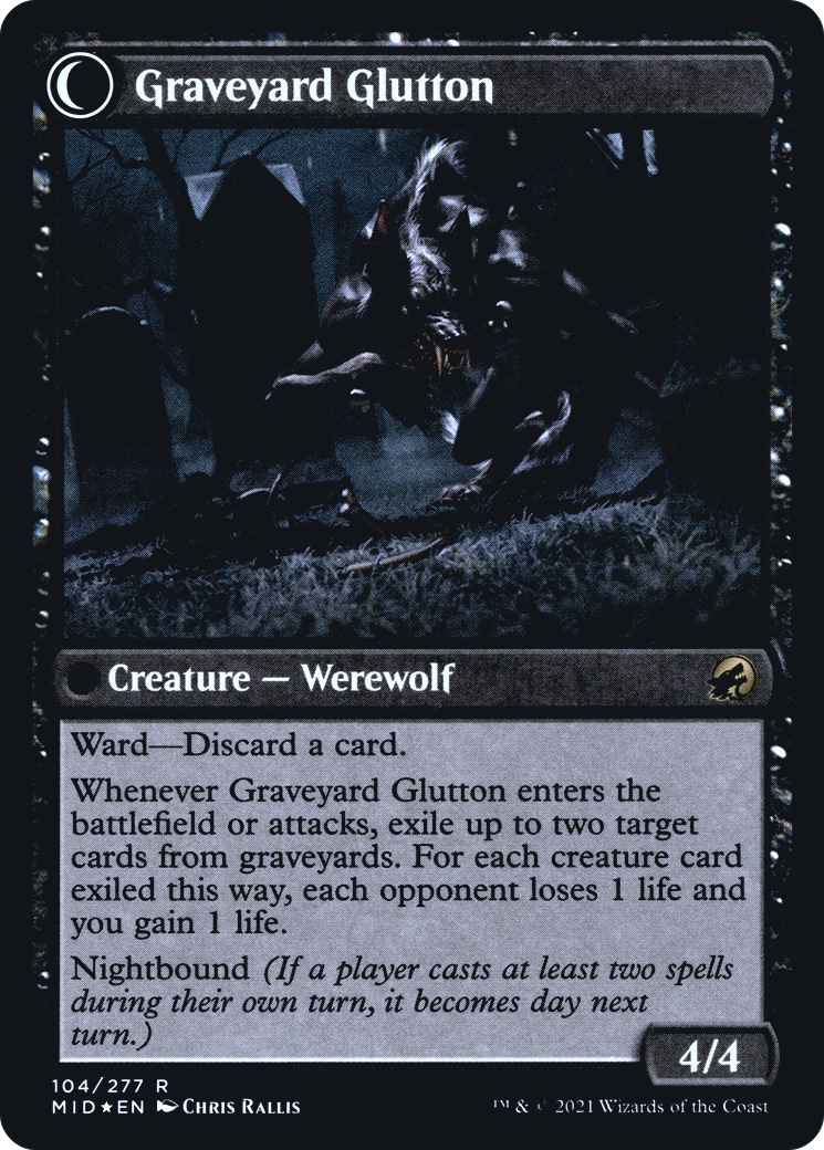 Graveyard Trespasser // Graveyard Glutton (PRE-104S) - Innistrad: Midnight Hunt Promos: (Double Faced Transform) Foil