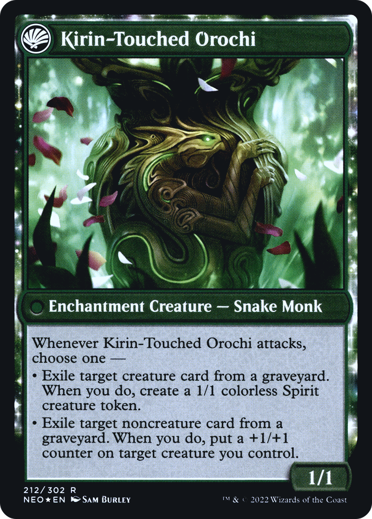 Teachings of the Kirin // Kirin-Touched Orochi (PRE-212) - Kamigawa: Neon Dynasty Promos: (fandfc, enchantment) Foil