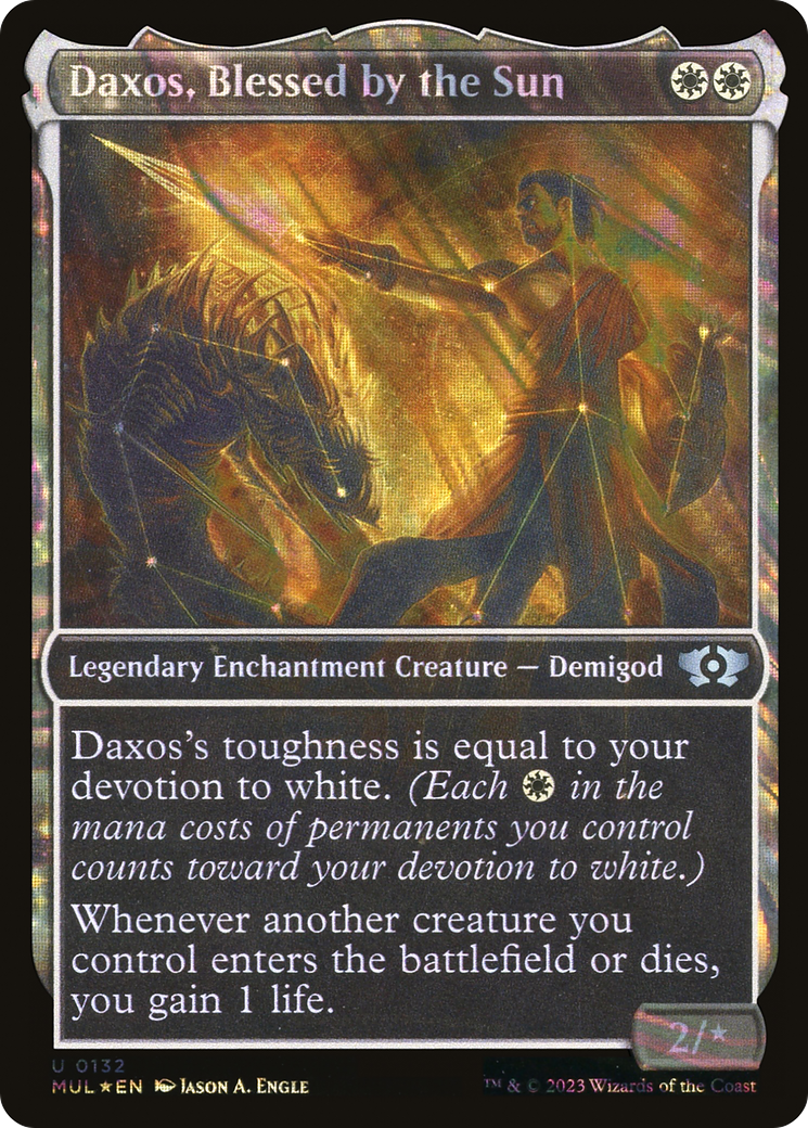 Daxos, Blessed by the Sun (MUL-132) - Multiverse Legends: (Showcase, enchantment) Foil