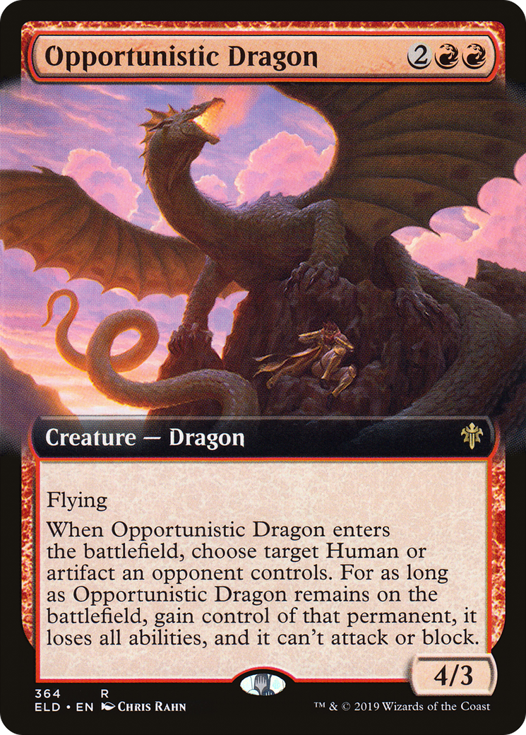 Opportunistic Dragon (ELD-364) - Throne of Eldraine: (Extended Art) Foil