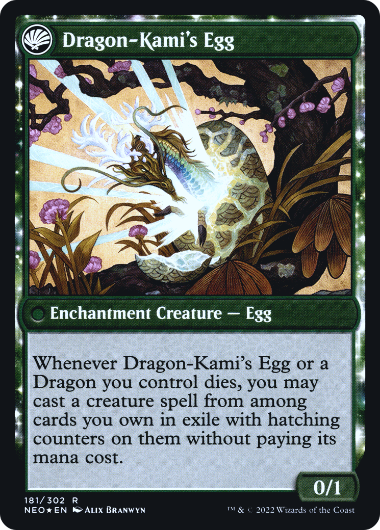 The Dragon-Kami Reborn // Dragon-Kami's Egg (PRE-181S) - Kamigawa: Neon Dynasty Promos: (fandfc, enchantment) Foil