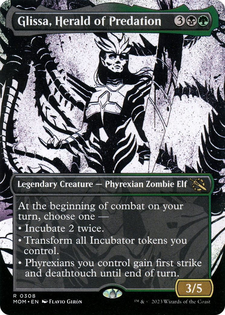 Glissa, Herald of Predation (MOM-308) - March of the Machine: (Showcase) (Borderless) Foil