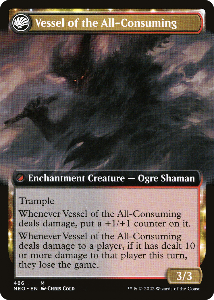 Hidetsugu Consumes All // Vessel of the All-Consuming (NEO-486) - Kamigawa: Neon Dynasty: (Extended Art, fandfc, enchantment) Foil