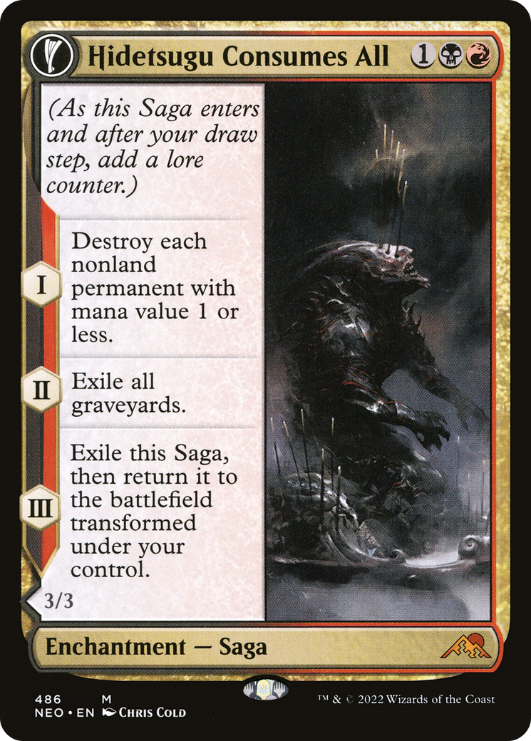 Hidetsugu Consumes All // Vessel of the All-Consuming (NEO-486) - Kamigawa: Neon Dynasty: (Extended Art, fandfc, enchantment) Foil