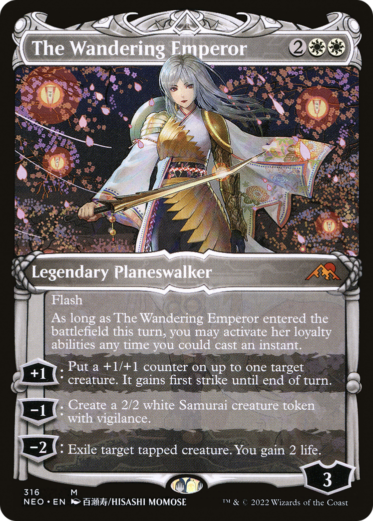 The Wandering Emperor (NEO-316) - Kamigawa: Neon Dynasty: (Showcase) Foil
