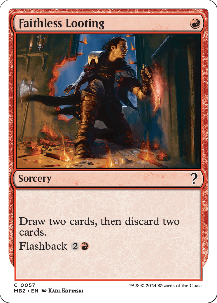 Faithless Looting (White Border) (MB2-057) - Mystery Booster 2