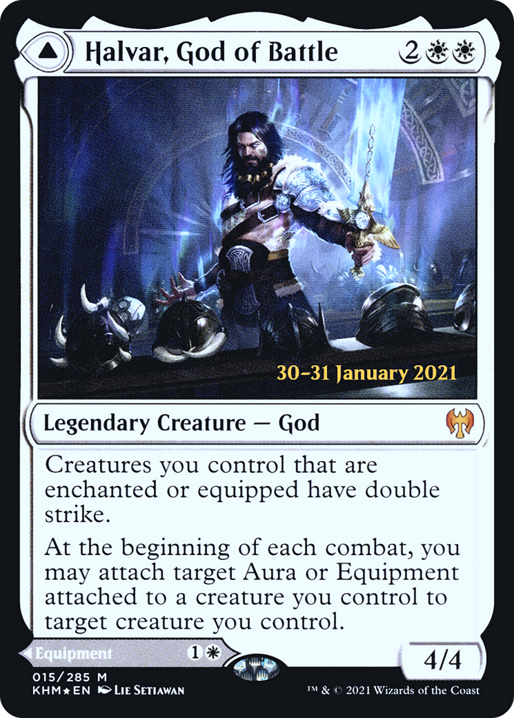 Halvar, God of Battle // Sword of the Realms (PRE-015) - Kaldheim Promos Foil