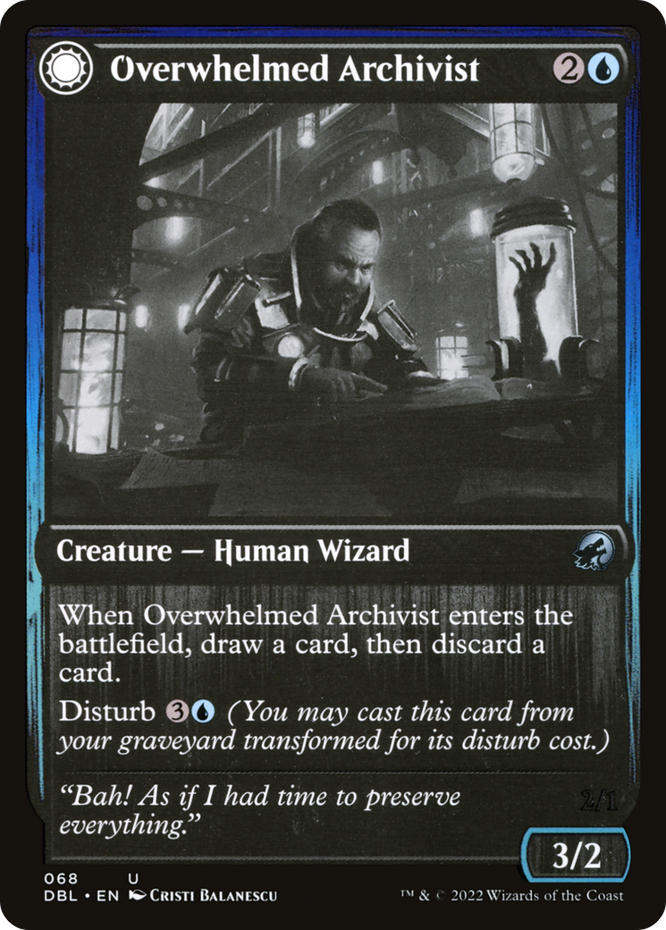 Overwhelmed Archivist // Archive Haunt (DBL-068) - Innistrad: Double Feature: (Double Faced Transform) Foil
