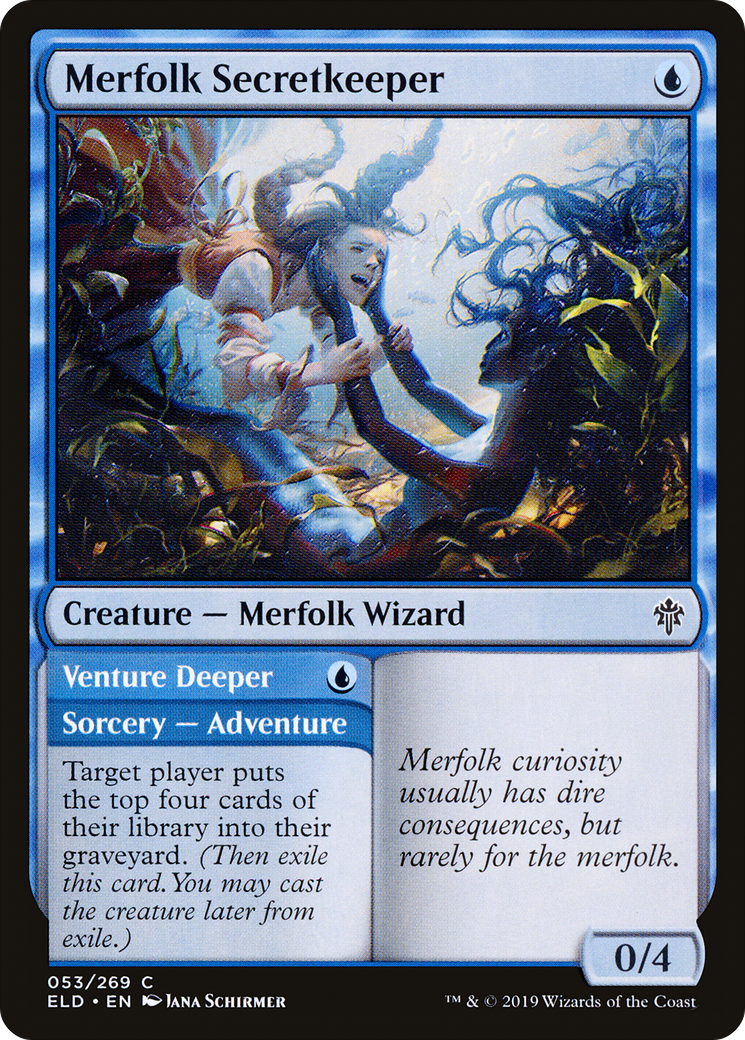 Merfolk Secretkeeper // Venture Deeper (ELD-053) - Throne of Eldraine