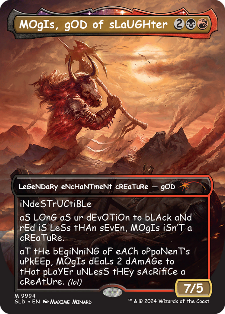 Mogis, God of Slaughter (SLD-9994) - Secret Lair Drop: (enchantment) (Borderless) Foil