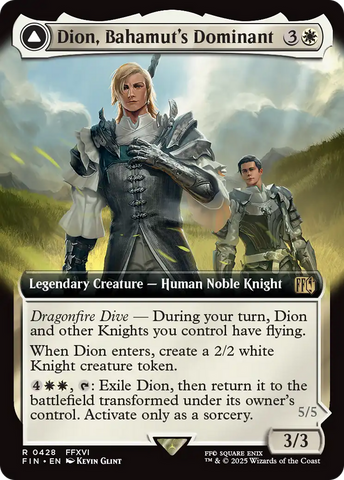 Dion, Bahamut's Dominant // Bahamut, Warden of Light (FIN-428) - FINAL FANTASY: (enchantment, Extended Art)