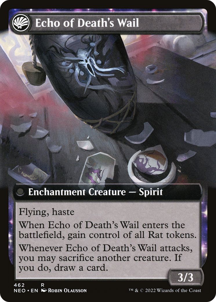 Tribute to Horobi // Echo of Death's Wail (NEO-462) - Kamigawa: Neon Dynasty: (Extended Art, fandfc, enchantment)
