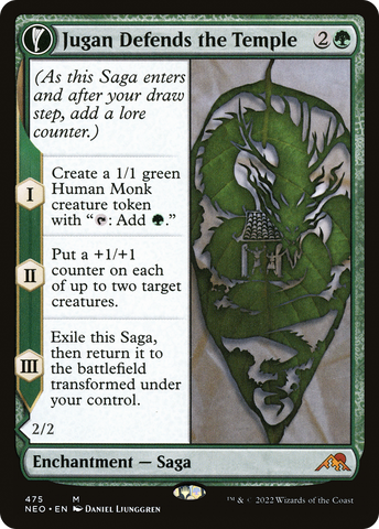 Jugan Defends the Temple // Remnant of the Rising Star (NEO-475) - Kamigawa: Neon Dynasty: (Extended Art, fandfc, enchantment) Foil