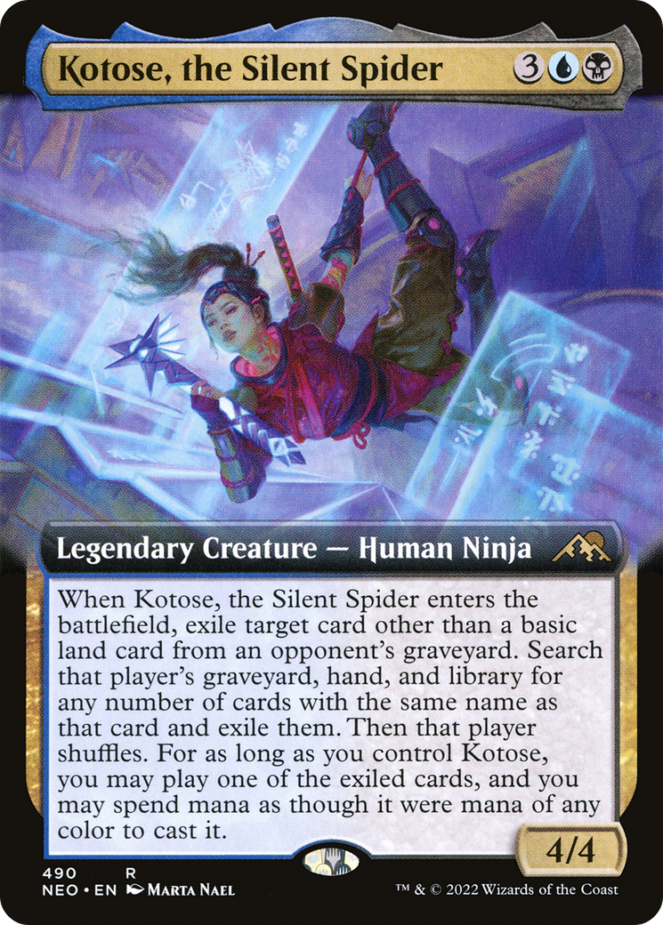 Kotose, the Silent Spider (NEO-490) - Kamigawa: Neon Dynasty: (Extended Art) Foil
