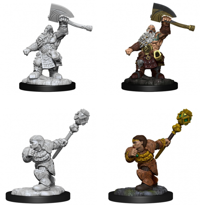 Magic the Gathering Unpainted Miniatures: Dwarf Fighter and Dwarf Cleric