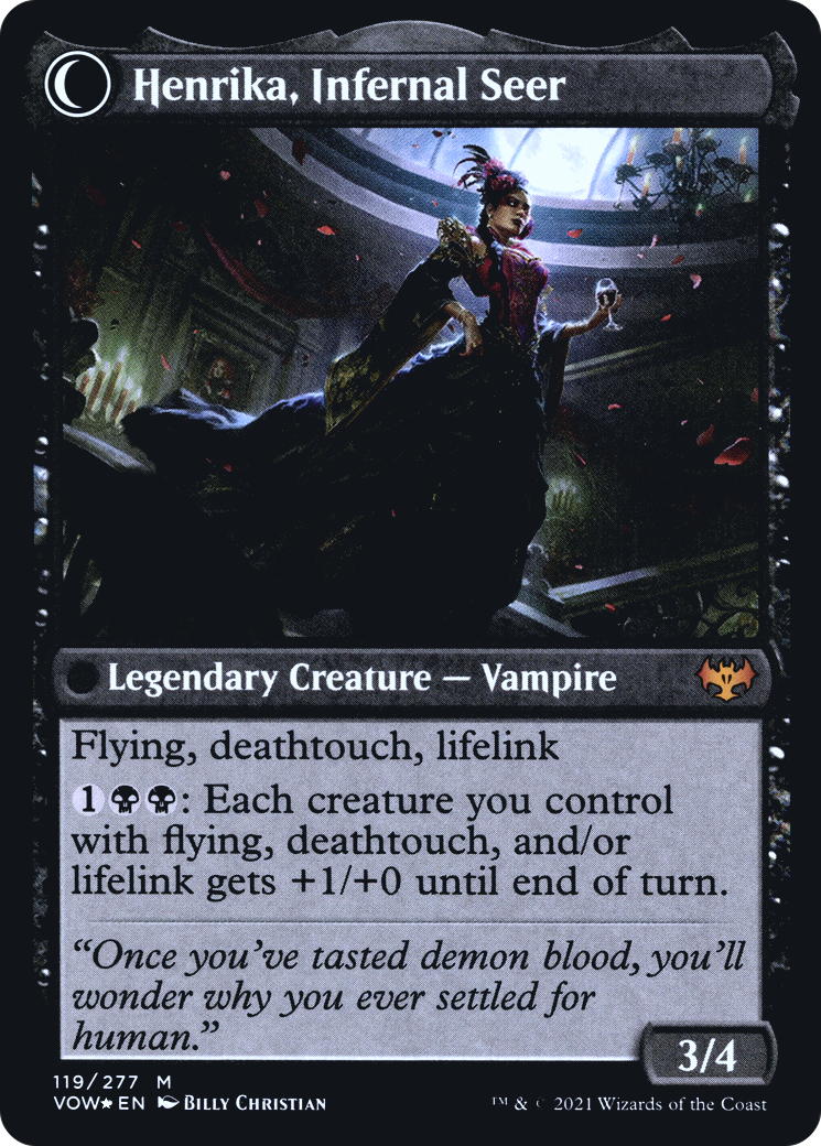 Henrika Domnathi // Henrika, Infernal Seer (PRE-119S) - Innistrad: Crimson Vow Promos: (Double Faced Transform) Foil
