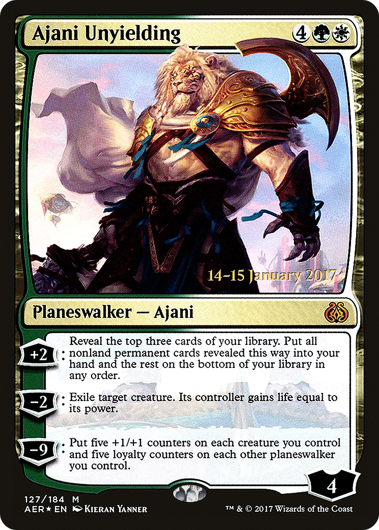 Ajani Unyielding (PRE-127) - Aether Revolt Promos Foil