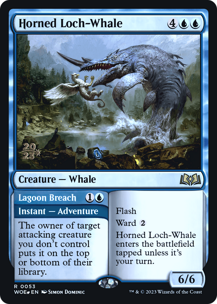 Horned Loch-Whale // Lagoon Breach (PRE-053) - Wilds of Eldraine Promos Foil