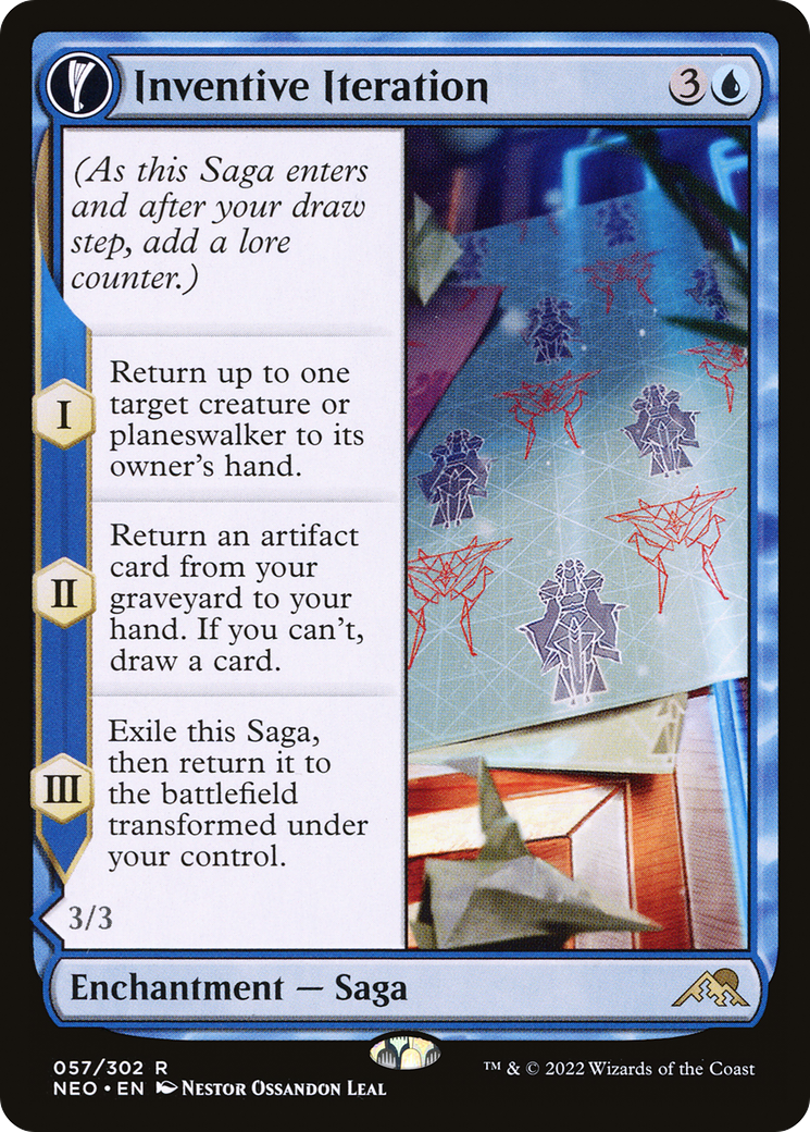 Inventive Iteration // Living Breakthrough (NEO-057) - Kamigawa: Neon Dynasty: (fandfc, enchantment)