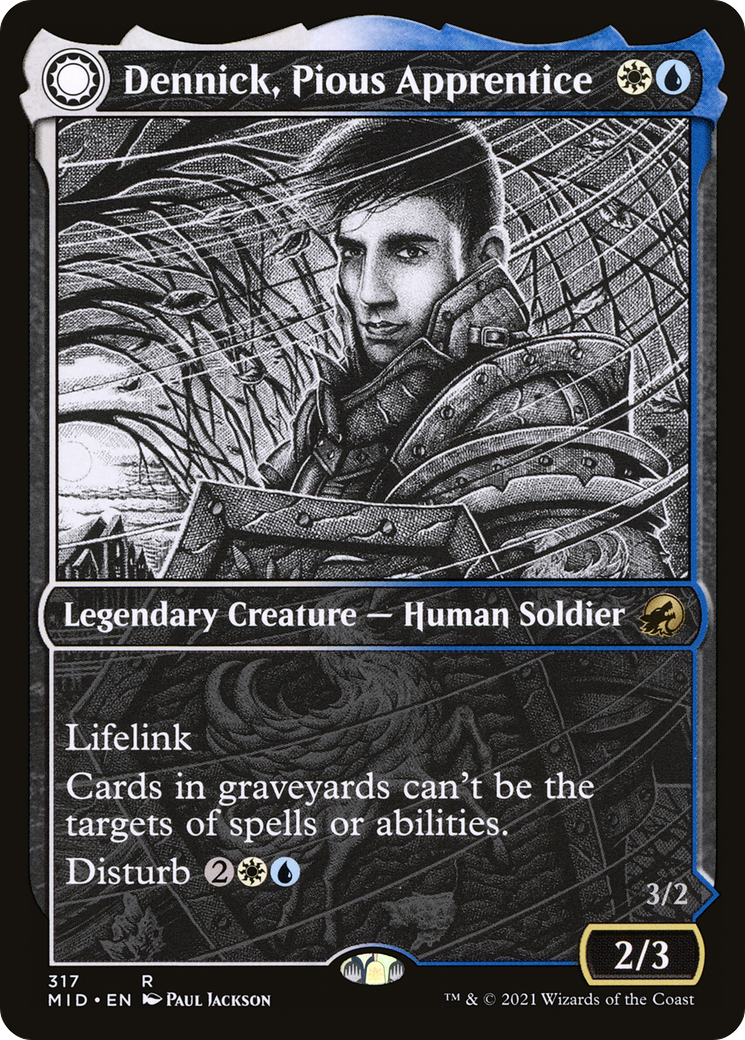 Dennick, Pious Apprentice // Dennick, Pious Apparition (MID-317) - Innistrad: Midnight Hunt: (Showcase, Double Faced Transform)