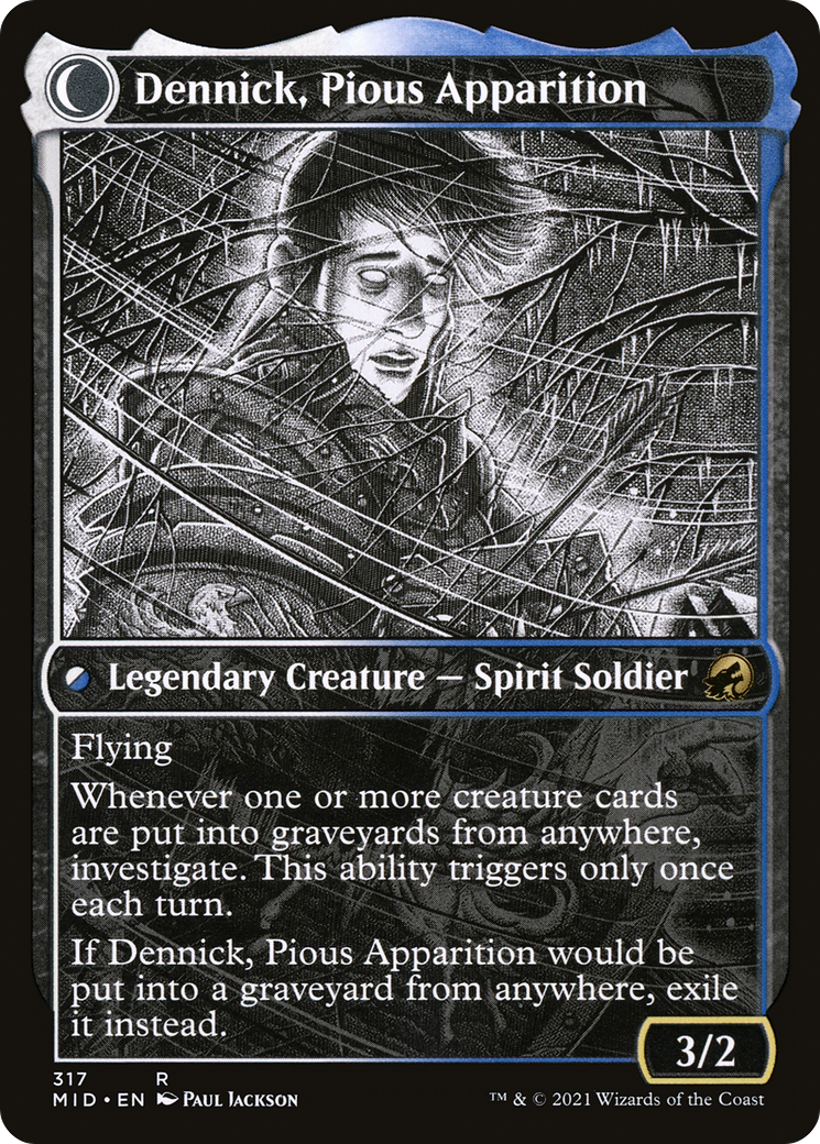 Dennick, Pious Apprentice // Dennick, Pious Apparition (MID-317) - Innistrad: Midnight Hunt: (Showcase, Double Faced Transform)