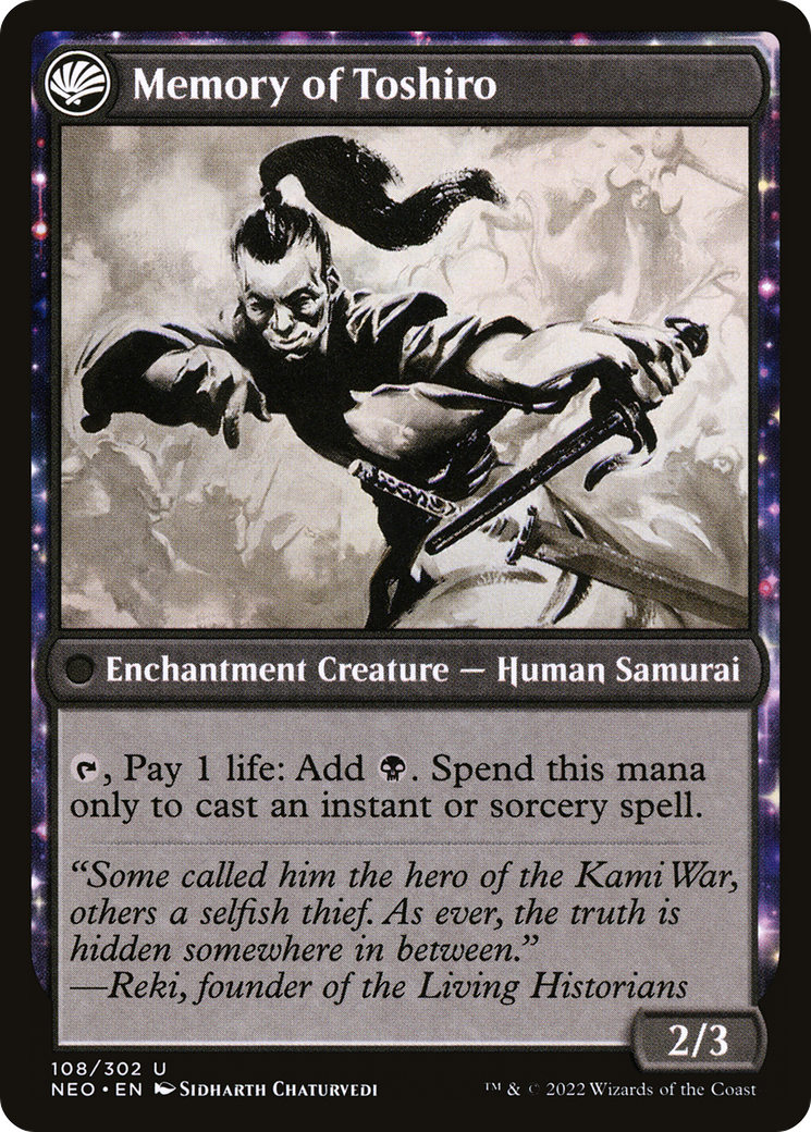 Life of Toshiro Umezawa // Memory of Toshiro (NEO-108) - Kamigawa: Neon Dynasty: (fandfc, enchantment)