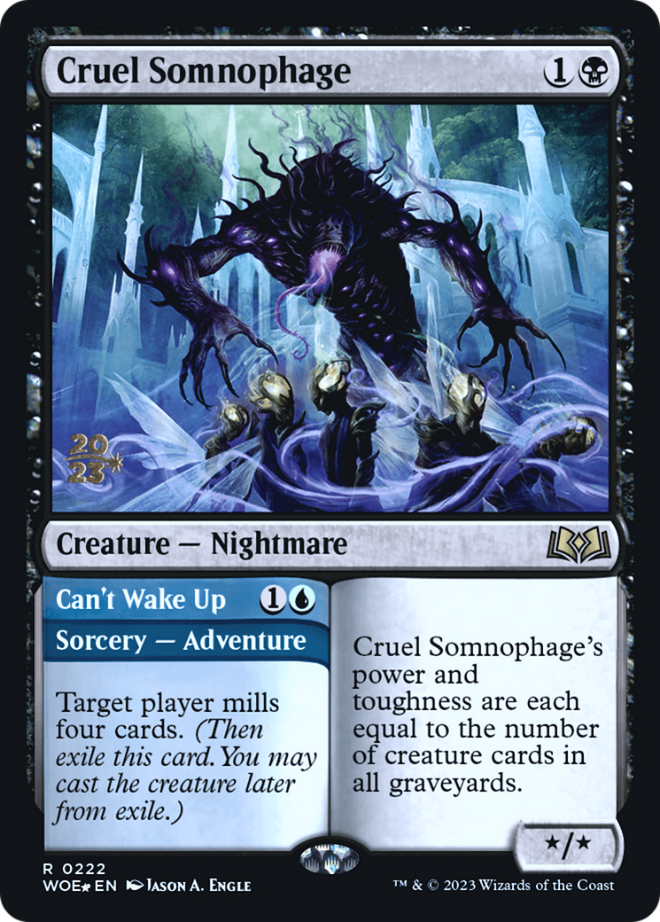 Cruel Somnophage // Can't Wake Up (PRE-222) - Wilds of Eldraine Promos Foil
