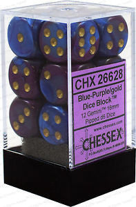 CHX 26636 D6 Gemini 16mm d6 Blue-Purple/gold Dice Block