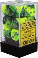 CHX 26636 D6 Gemini 16mm d6 Green-Yellow/silver Dice Block