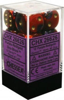 CHX 26636 D6 Gemini 16mm d6 Purple-Red/gold Dice Block