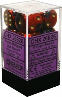 CHX 26636 D6 Gemini 16mm d6 Purple-Red/gold Dice Block